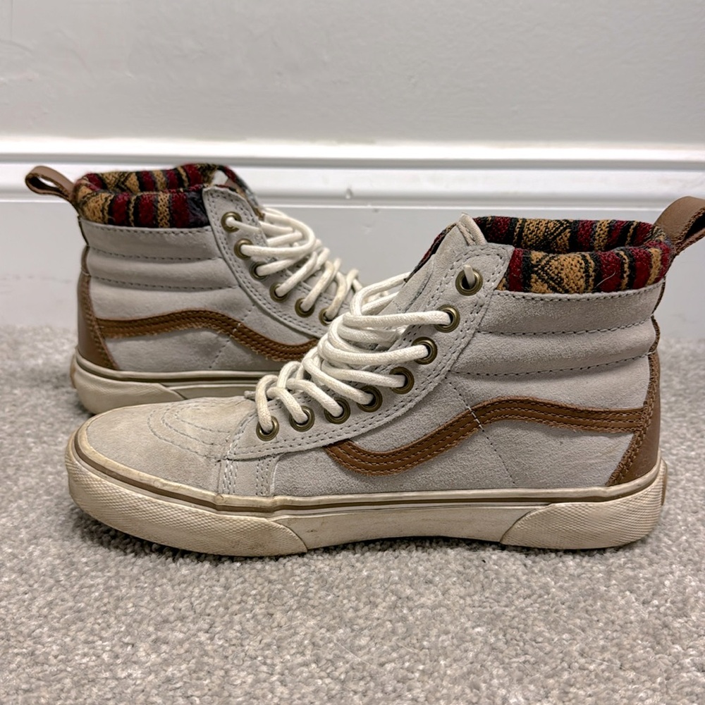 Vans SK8-Hi MTE Scotchguard Grey Suede Leather Knit Sz 7.0 Hiker Shoe